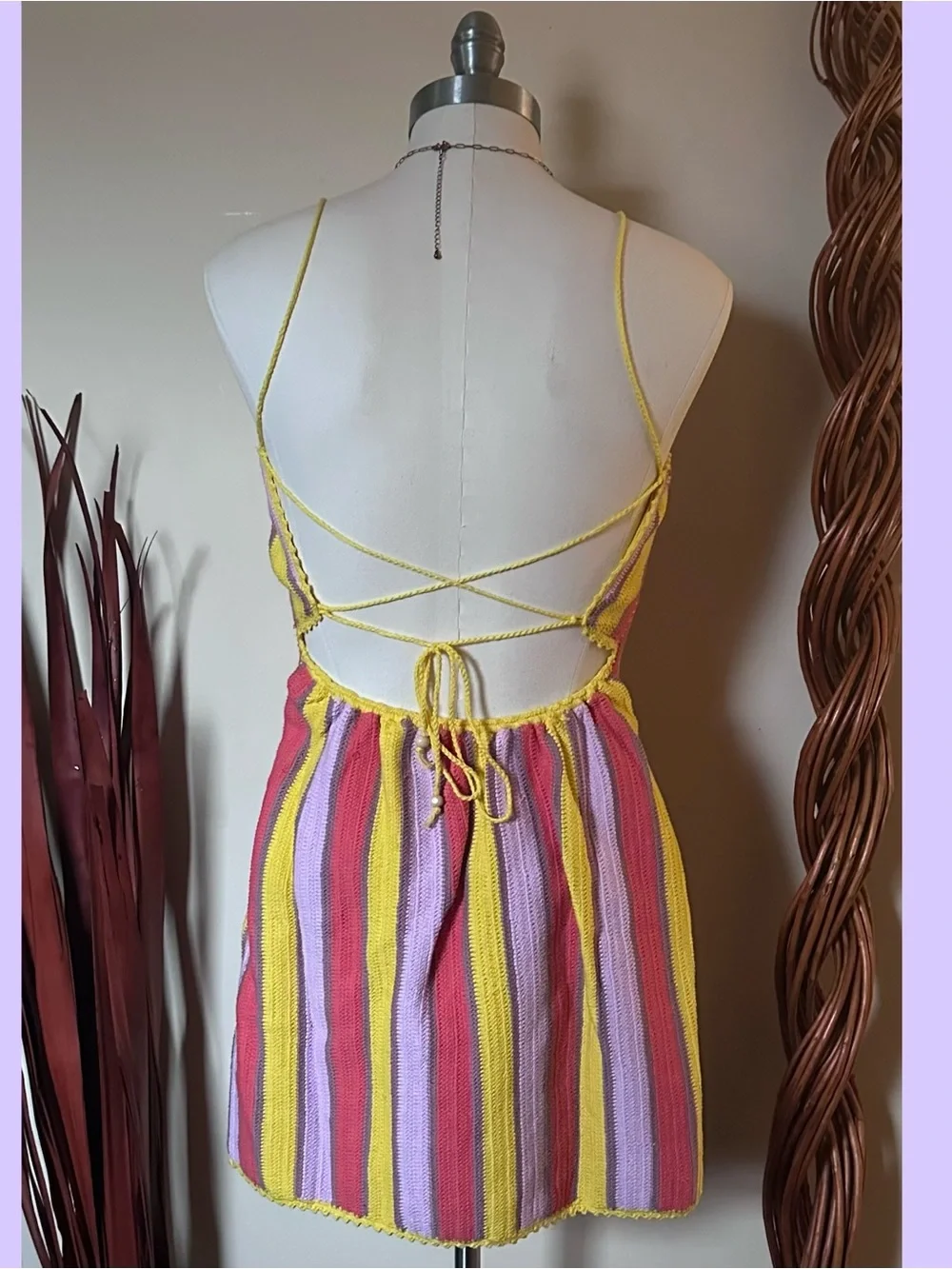 FREE PEOPLE Bali Crochet Popsicle Mini Dress (M) NWT